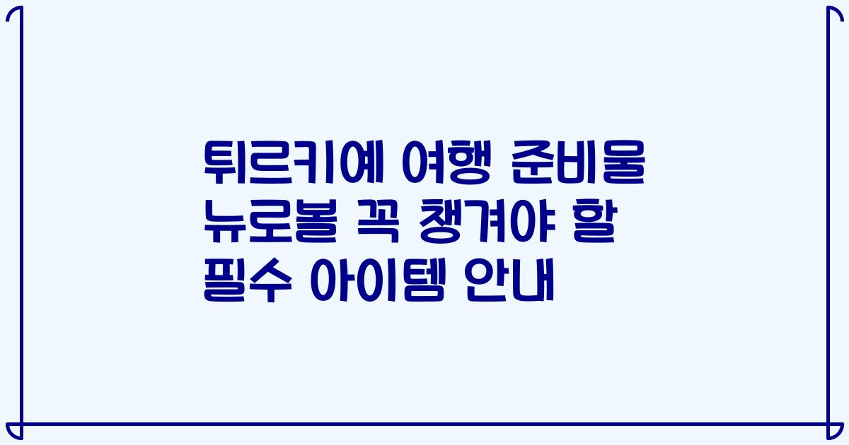 튀르키예 여행 준비물 뉴로볼 꼭 챙겨야 할 필수 아이템 안내