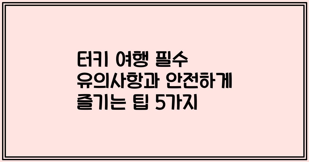 터키 여행 필수 유의사항과 안전하게 즐기는 팁 5가지