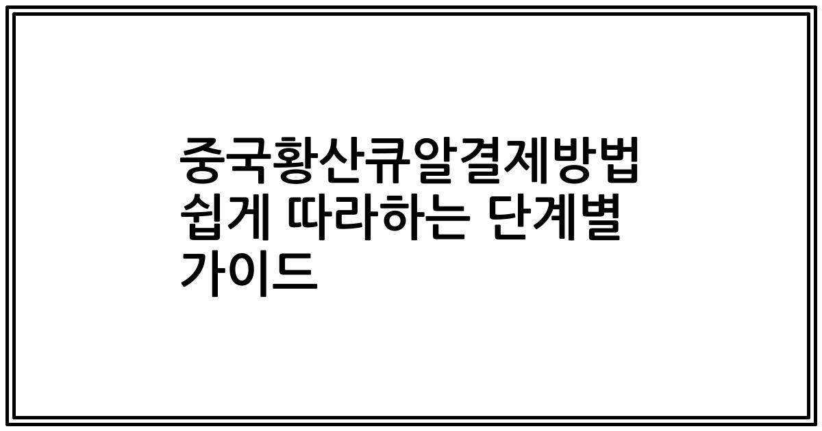 중국황산큐알결제방법 쉽게 따라하는 단계별 가이드