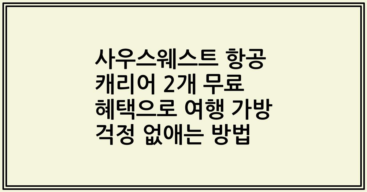 사우스웨스트 항공 캐리어 2개 무료 혜택으로 여행 가방 걱정 없애는 방법