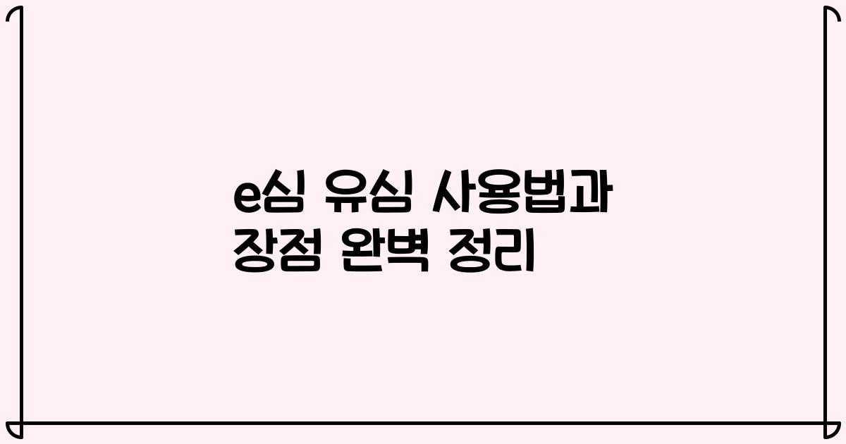 e심 유심 사용법과 장점 완벽 정리