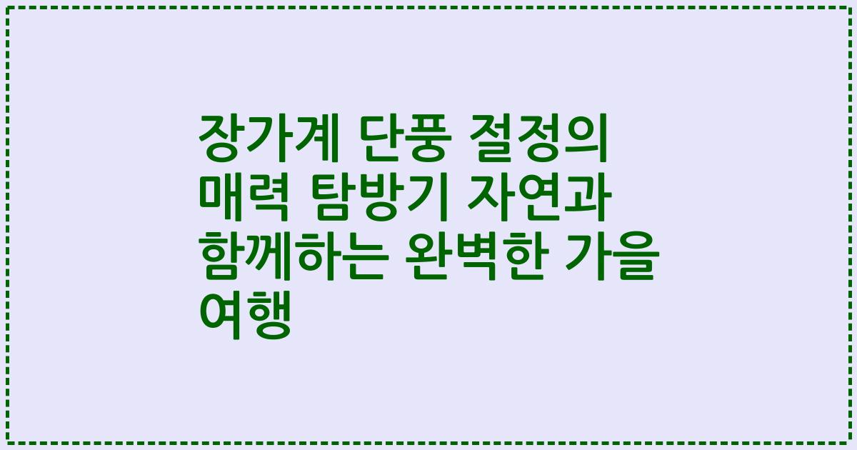 장가계 단풍 절정의 매력 탐방기 자연과 함께하는 완벽한 가을 여행